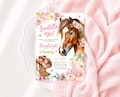 Editable Cowgirl Birthday Invitation Template, Girl Horse Birthday Invitation, Cowgirl Party Horse Invite, Pink Floral Birthday Invitation