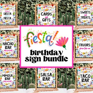 Editable Fiesta Birthday Sign Bundle, Mexican Theme Party Sign Set, Cactus Birthday, Succulent Fiesta, Floral Fiesta Poster Sign Pack