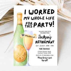 Retirement Party Invitation Template, Retirement Invite Download, Retirement Invite, Retirement Champagne Invite, Funny Retirement Invite