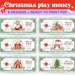 Druckbare Weihnachtsgeld, Nordpol Dollar Bill Kinderaktivität, bereit, Weihnachtsspielgeld zu drucken