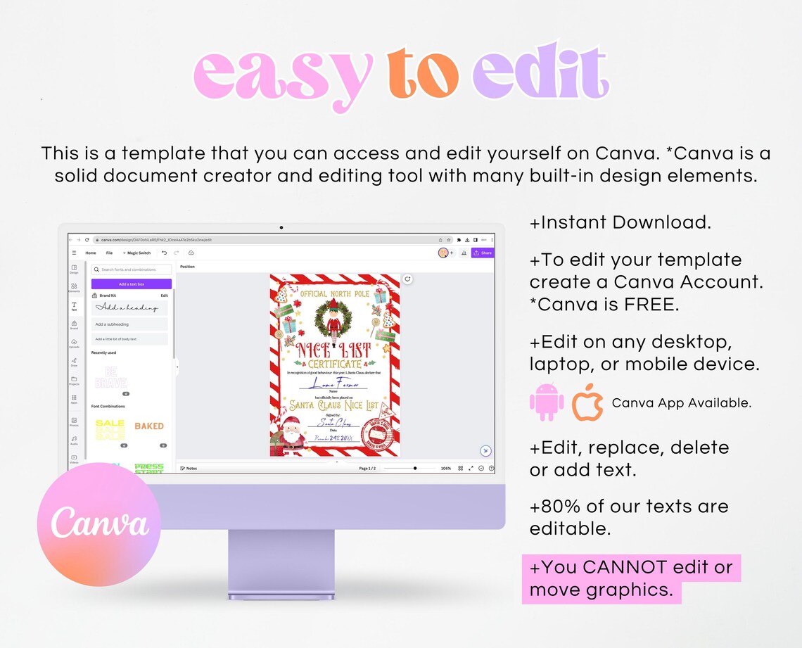 Editable Santa Clause Official Nice List Certificate, Letter From the ...