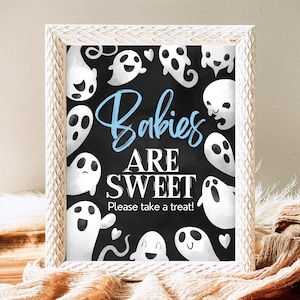 Babies Are Sweet Sign Halloween Baby Shower, Halloween Baby Shower Sign, Printable Halloween Sign, Blue Boy Halloween Baby Shower, HBSC03