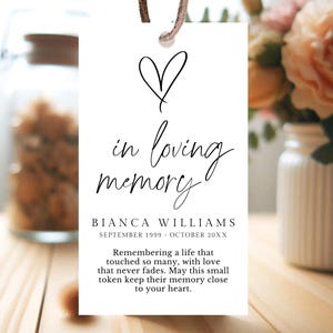 Etiqueta conmemorativa editable, para celebrar la vida, en memoria de alguien, minimalista, para regalo, descarga instantánea, FC01