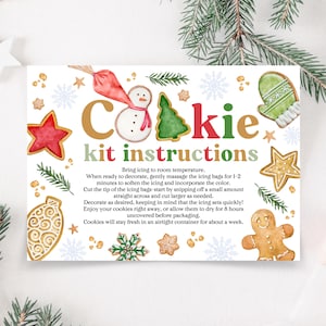 Editierbare Weihnachtsplätzchen Anleitungskarte, bearbeitbare Cookie Kit Anleitung, Cookie Decorating Party, DIY Cookie Kit, bedruckbar, CCE01