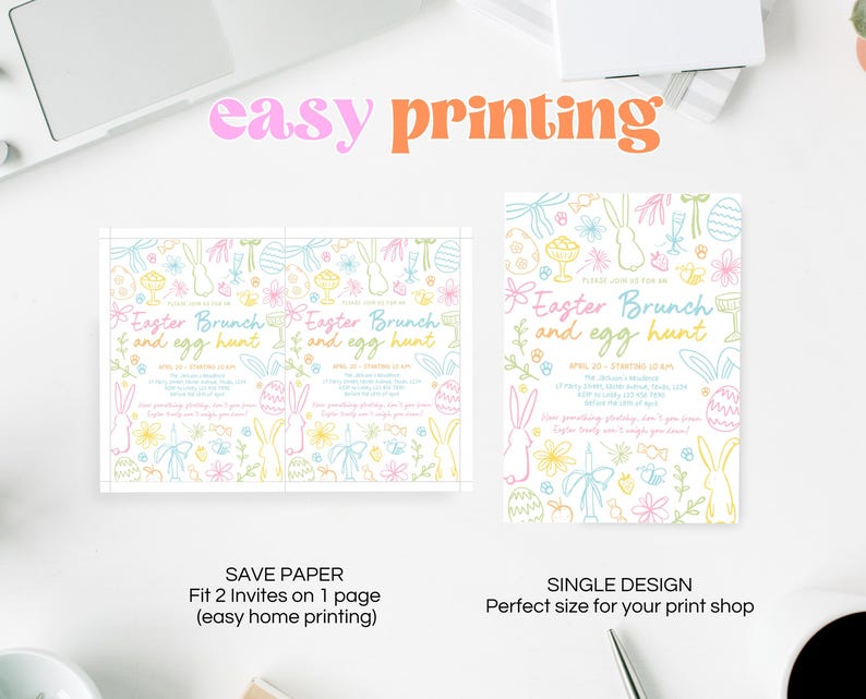 Whimsical Spring Invitations Editable Whimsical Easter Invitation, Printable Easter Party Invitation ...