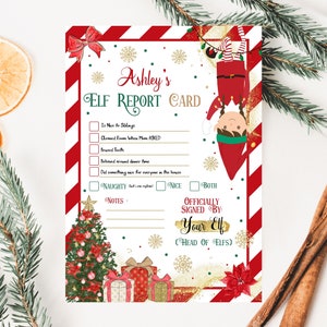 Plantilla de informe de elfo navideño, informe de elfo personalizado, informe de elfo navideño editable, informe de elfo imprimible