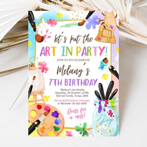 Editable Painting Art Birthday Invitation, Art Party Birthday Invite, Girl Craft Party Invitation, Printable Girl Art Birthday Theme Invite