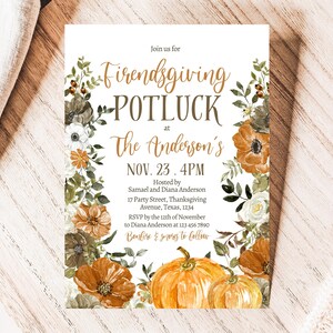 Editable Thanksgiving Invitation, Friendsgiving Invite, Pumpkin Thanksgiving Invite, Printable, Friendsgiving Invite, Instant Download