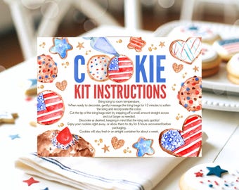 Editable 4th of July Cookie Instructions Card: DIY Decorating Kit (Printable, Instant Download)