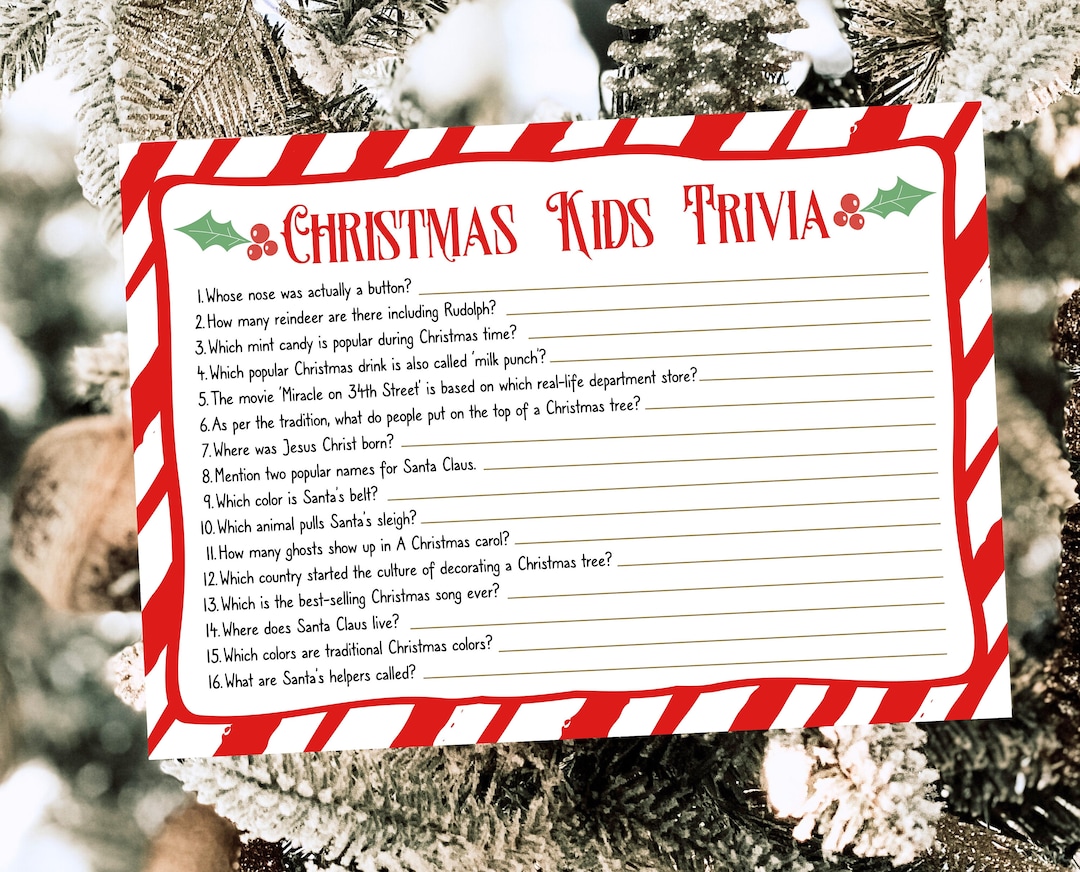 Christmas Kids Trivia Game, Christmas Party Games, Christmas Kids Games