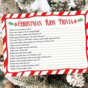 Christmas Kids Trivia Game, Christmas Party Games, Christmas Kids Games, Printable Kids Trivia Template, Kids Christmas Activities