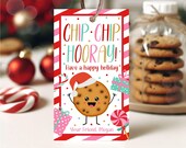 Editable Christmas Cookie Tag Template, Cookie Treat Bag Tag, Chocolate Chip Cookie Tag, Chip Chip Hooray Cookie Gift Tag