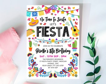 Editable Fiesta Birthday Invitation, Mexican Theme Party Invite, Printable Invite, Cactus Birthday, Succulent Fiesta, Floral Fiesta Invite
