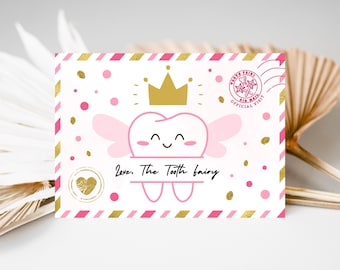 Editierbarer Zahnfee Buchstabe, Zahnfee Umschlag, Fee Kit, Meilenstein Zahn Baby, Zahnfee Notiz, Mini Zahnfee Buchstabe, bedruckbar