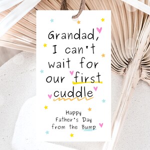 Etiqueta de presente para o Dia dos Pais editável From The Bump Grandad, etiqueta de lembrança para impressão "Mal posso esperar pelo nosso primeiro abraço", etiqueta de presente para pai, download instantâneo