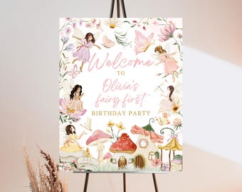 Editierbares Geburtstags-Willkommensschild: Pink Floral Princess Party (Instant Download)