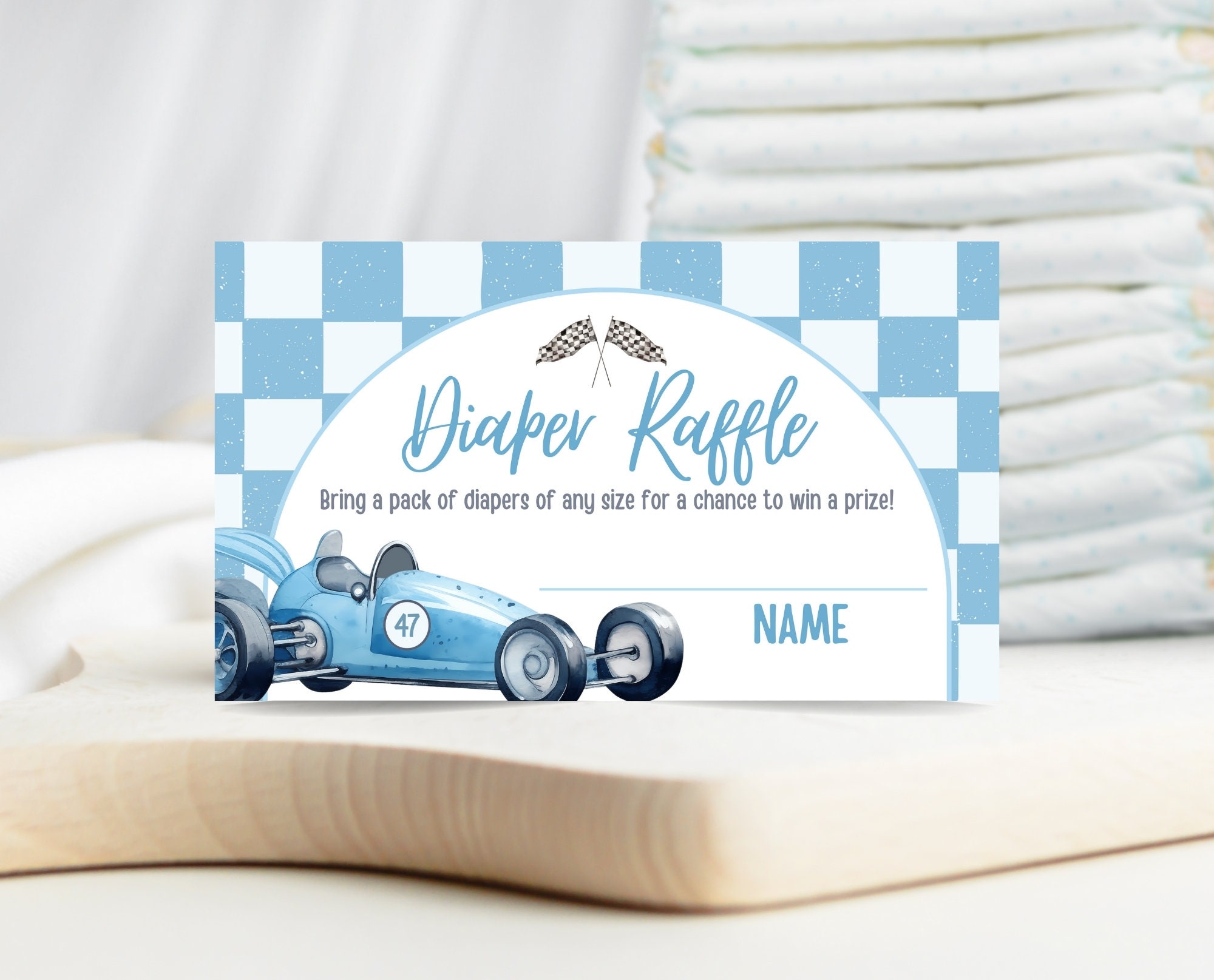 Diaper Raffle Ticket Racing Car Baby Shower, Vintage Race Car Baby ...