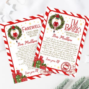 Conjunto de cartas de llegada y despedida de 2 elfos editables, combinación de letras de elfos hermanos, actividades de elfos, carta de bienvenida de elfos, plantilla imprimible, CEC02