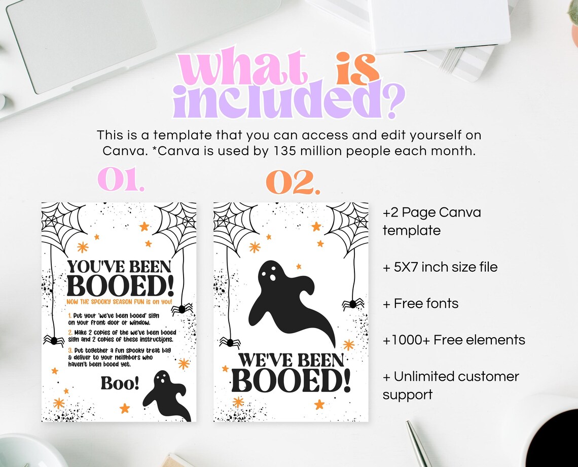 Editable You've Been Booed! Card, Halloween Printable for Friend, You ...