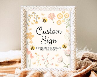 Bearbeitbares Honigbienen-Geburtstags-kundenspezifisches Zeichen, süß, Bienen-ein Geburtstags-kundenspezifisches Banner, Bienen-Tagesparty, niedliche Bienenparty, sofortiger Download, GBP24