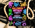 Editable Neon Halloween Birthday Invitation, Spooky Halloween Invite, Printable Neon Halloween Invite, Neon Halloween Invite, NHBP01