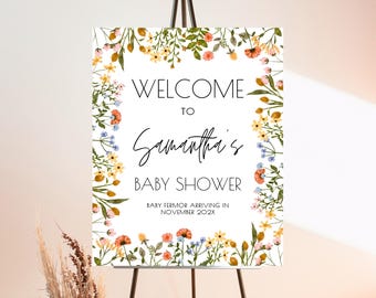 Wildflower Baby Shower Welcome Sign: Editable Floral Design (Digital Download)
