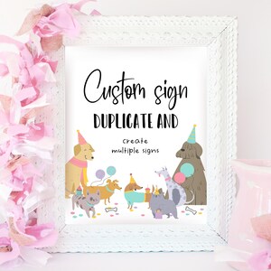 Editable Girl Dog And Cat Birthday Custom Sign, Dog And Cat Birthday Custom Banner, Printable Animal Birthday, Instant Download, GBP20
