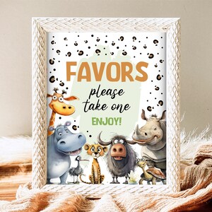 Safari Dieren Verjaardag Gunsten Teken, Bewerkbare Wilde Dieren Teken, Feestdieren Teken, Dierentuin Safari Tekenen, Jungle Teken, Jungle Dieren Decor