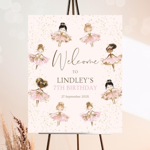 Editable Ballerina Birthday Welcome Sign, Pink Ballet Birthday, Ballet Dancer Party, Printable Ballet Welcome Sign, Instant Download, GBP28