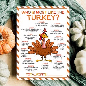Printable Thanksgiving Game,Family Thanksgiving Game, Dinner Table Game, Office Party Game, Thanksgiving Group Game