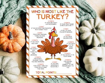 Printable Thanksgiving Game,Family Thanksgiving Game, Dinner Table Game, Office Party Game, Thanksgiving Group Game