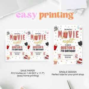 Editable Movie Birthday Invitation, Cinema Birthday Invitation, Pop on ...