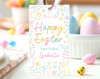 Editable Happy Easter Gift Tag: Whimsical Printable Favor Tag (Instant Download)