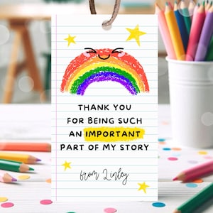 Editable Teacher Appreciation Tag, Teacher Rainbow Tag, Thank You Gift Tag, End of School Year Appreciation Week, Printable Rainbow Gift Tag