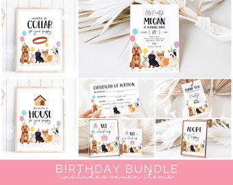 Editable Puppy Dog Birthday Party Bundle, Puppy Birthday Invitation, Dog Birthday, Animal Vet Birthday Party Bundle