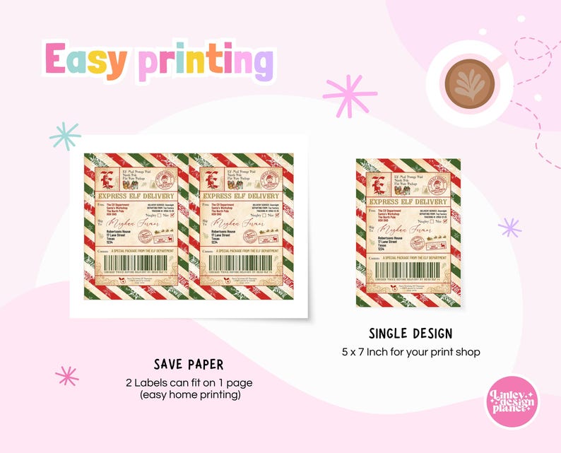 Express Delivery Label Sticker Elf Express Delivery Label Christmas Gift Tag From Santa’s Helper North ...