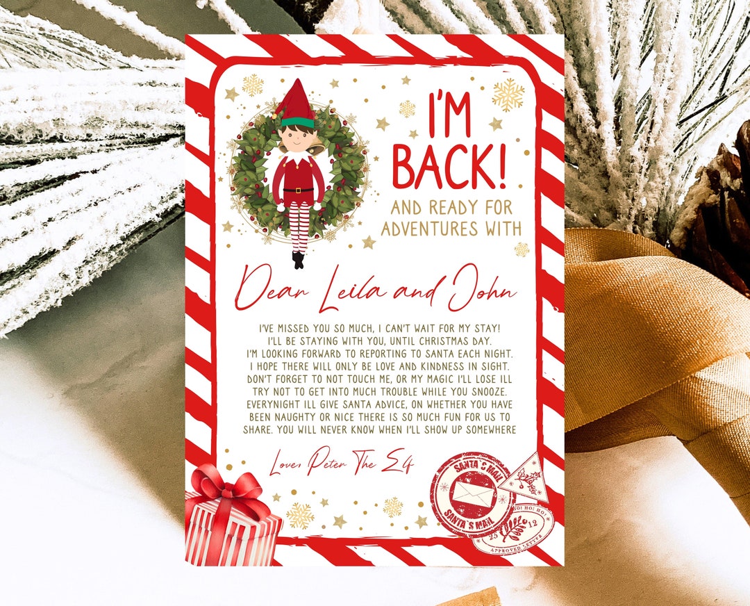 Editable First Time Elf Arrive Letter Template, Return Letter Christmas