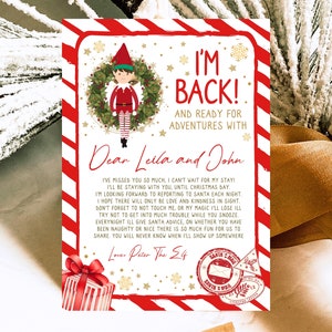 Editable First Time Elf Arrive Letter Template, Return Letter Christmas Elf, I&#39;m Back Elf, Welcome Christmas Elf, Printable Elf Letter