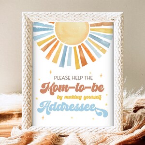 Sunshine Envelope Station Sign Baby Shower, Here Comes the Son Baby Shower Addressee Sign, Boy Boho Sunshine Baby Shower HCTS01