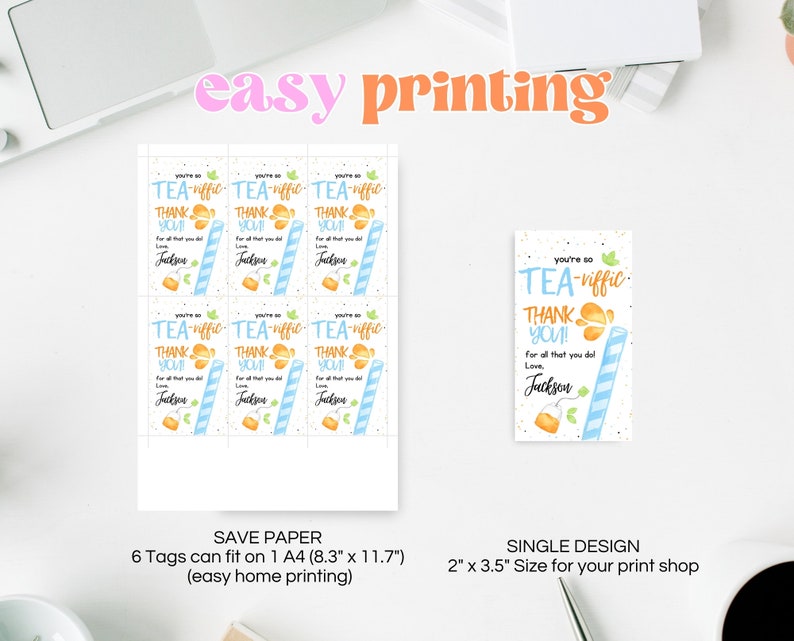 Editable Iced Tea Gift Tags, End of School Year Tag, You're Tea-riffic ...
