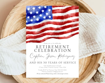 Military Retirement Party Invitation: Editable Template (5x7 inch, Digital Download)