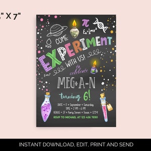 Editable Scientist Birthday Invitation, Science Experiment Birthday ...