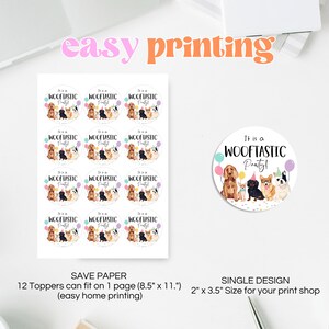 Editable Dog Birthday Party Cupcake Toppers Printable, Puppies Birthday ...