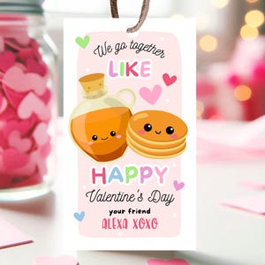 Bearbeitbare Pfannkuchen Valentinstag Geschenkanhänger Druckbare Pfannkuchensirup Valentinstag Valentinstag Karte Sofortiger Download niedliche Vorlage