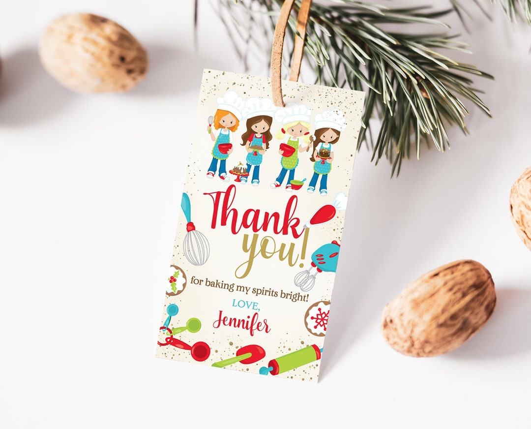 Editable Christmas Baking Party Favor Tag Template, Merry Christmas ...