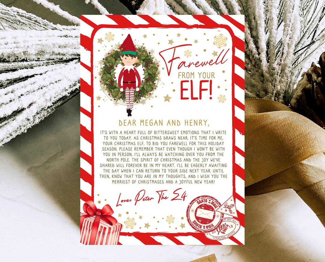Editable Elf Farewell Letter Template, Christmas Elf Letter Goodbye ...