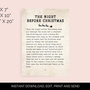 Editable the Night Before Christmas Sign Christmas Printable Twas the ...