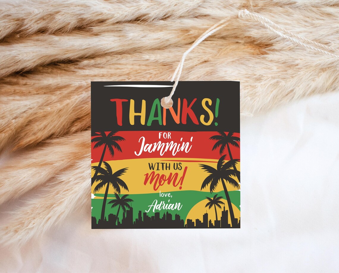 Editable Reggae Birthday Favor Tag Template, Reggae 1st Birthday Party ...