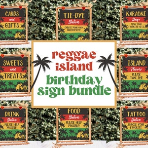Editable Reggae Birthday Sign Bundle, Reggae 1st Birthday Sign, Jamaican Theme Birthday Sign, Reggae Theme Sign Template, Reggae Sign Set