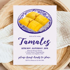 Editable Tamales Invitation, Fall Tamales Invitation, Fall Dinner Invitation, Autumn Tamales Invitation, Tamales Party Invite, Thanksgiving